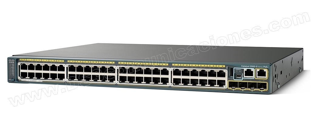 Switch Cisco Catalyst Administrable capa L3 con 24 puertos 350W - WS-C3750X-24T-S